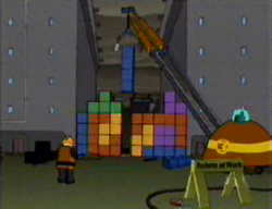 Futurama Scene with robots playing Tetris